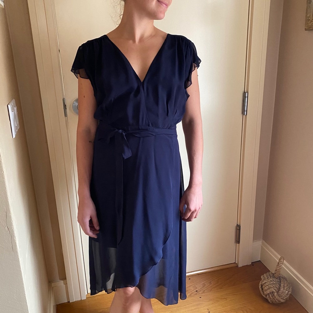 Navy blue wrap dress